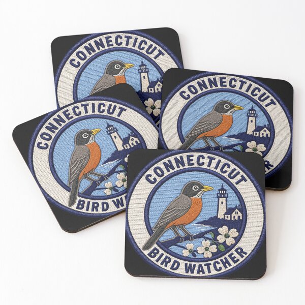 Item preview, Connecticut Bird Watcher – American Robin Coastal Patch designed and sold by The-Drip-Studio.