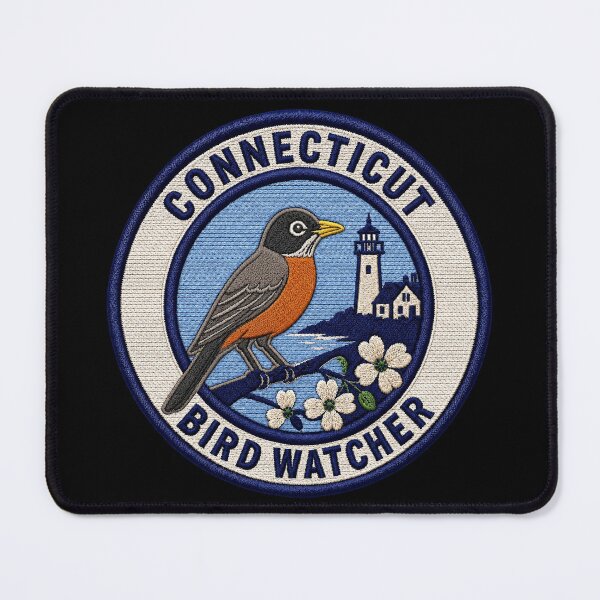 Item preview, Connecticut Bird Watcher – American Robin Coastal Patch designed and sold by The-Drip-Studio.