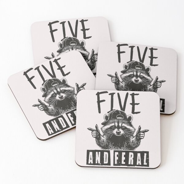 Item preview, Five And Feral Raccoon Fifth Birthday Wild Child Gift designed and sold by CharlieConon.