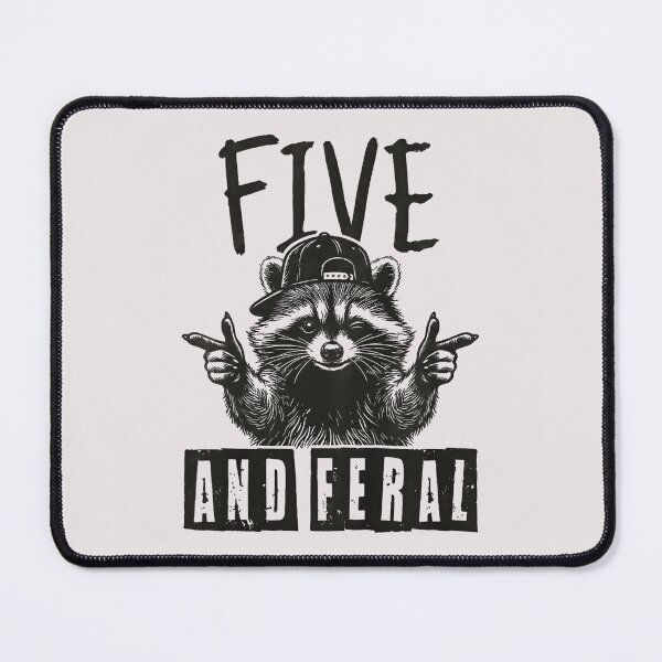 Item preview, Five And Feral Raccoon Fifth Birthday Wild Child Gift designed and sold by CharlieConon.