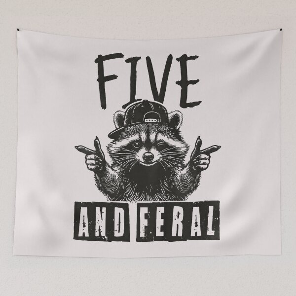 Item preview, Five And Feral Raccoon Fifth Birthday Wild Child Gift designed and sold by CharlieConon.