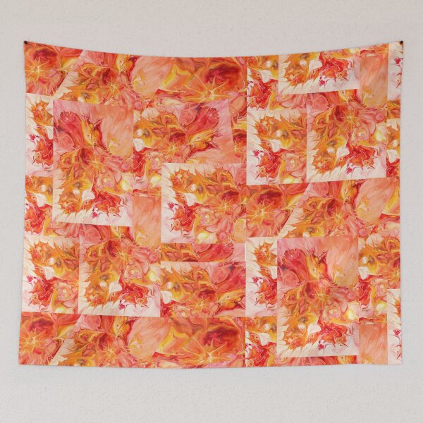 Item preview, Vibrant Orange Abstract Floral Pattern Art designed and sold by NikBrin Prevail .
