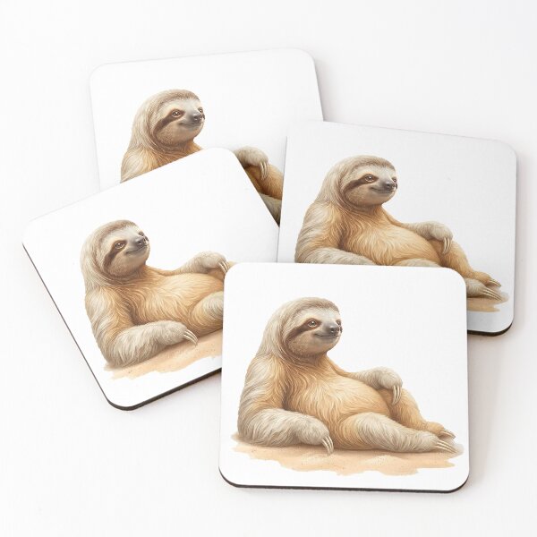 Item preview, Beach Sloth Lounging on Sand – Happy Summer Relaxation Illustration designed and sold by Quiet Joy Studio.