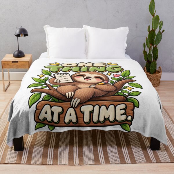 Item preview, One Thing at a Time. – Cute Happy Sloth Cartoon Design designed and sold by Kiinaaa.