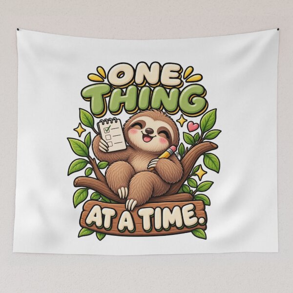 Item preview, One Thing at a Time. – Cute Happy Sloth Cartoon Design designed and sold by Kiinaaa.
