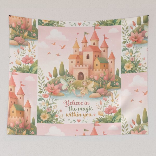 Item preview, Believe in the Magic Fairy Castle Fantasy Art designed and sold by itxelaraStudio.