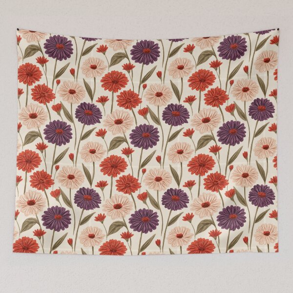 Item preview, Blooming Zinnia Flower - Tropical Flower Pattern - Gifts For Couples designed and sold by RoyalStarsPatts.