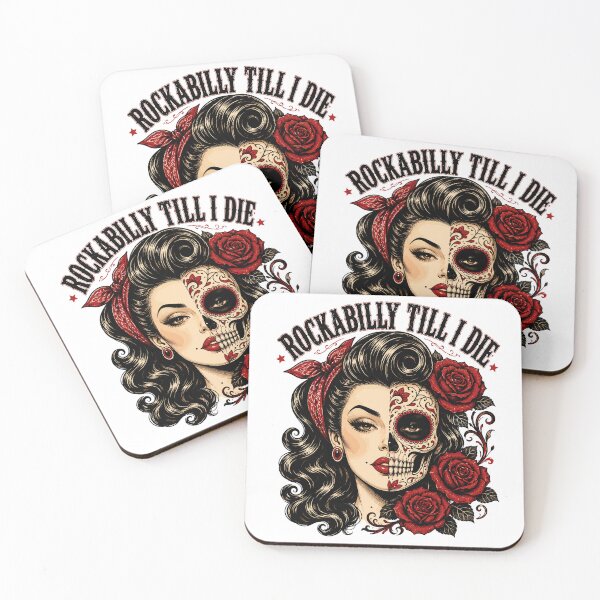 Item preview, Rockabilly Till I Die Skull Pin-Up Gothic Rockabilly Skull Pinup Girl designed and sold by ZIGLWORKS.