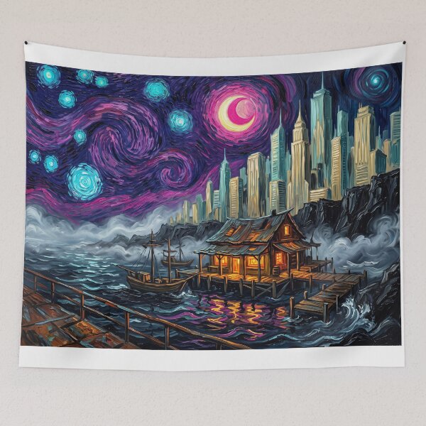 Item preview, Madripoor Starry Night Comic Landscape designed and sold by Bad-Decisions-Designs.