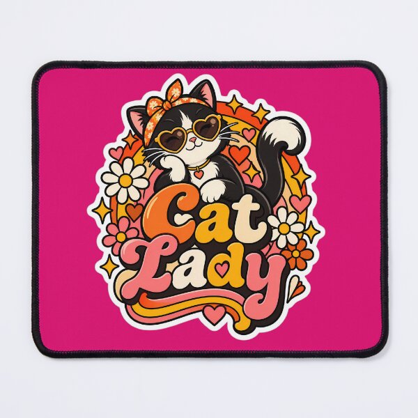 Item preview, Retro Cat Lady 70s Aesthetic designed and sold by Stickers Hub HUB.