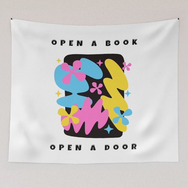 Item preview, Open A Book Open A Door Retro Groovy Reading Quote designed and sold by Simon-art-land.