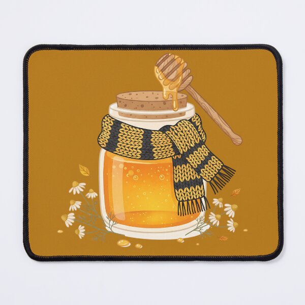 Item preview, Cozy Honey Jar with Yellow and Black Scarf - Autumn Cottagecore Art designed and sold by KreonaTime.