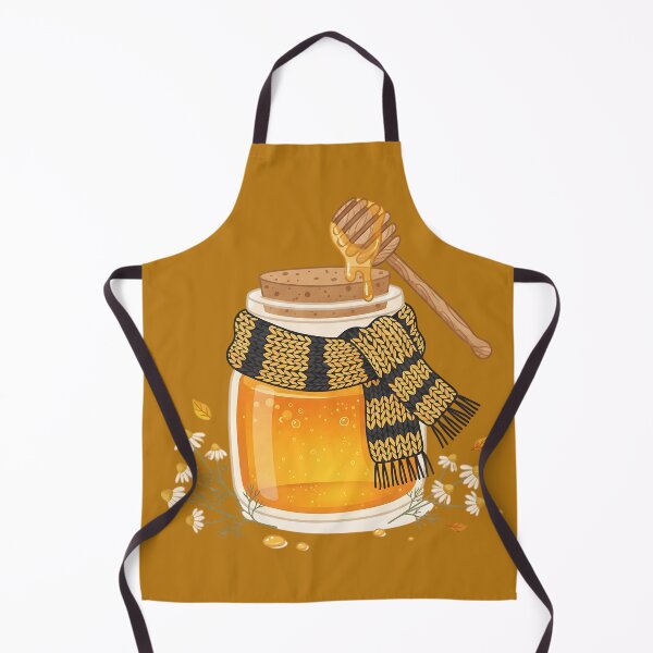 Item preview, Cozy Honey Jar with Yellow and Black Scarf - Autumn Cottagecore Art designed and sold by KreonaTime.