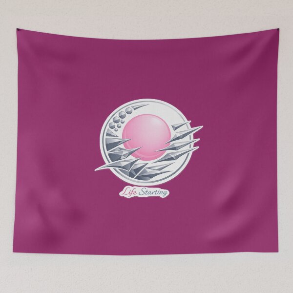 Item preview, Life starting symbol pink round and metallic blue edges running towards it designed and sold by wallartofmio.