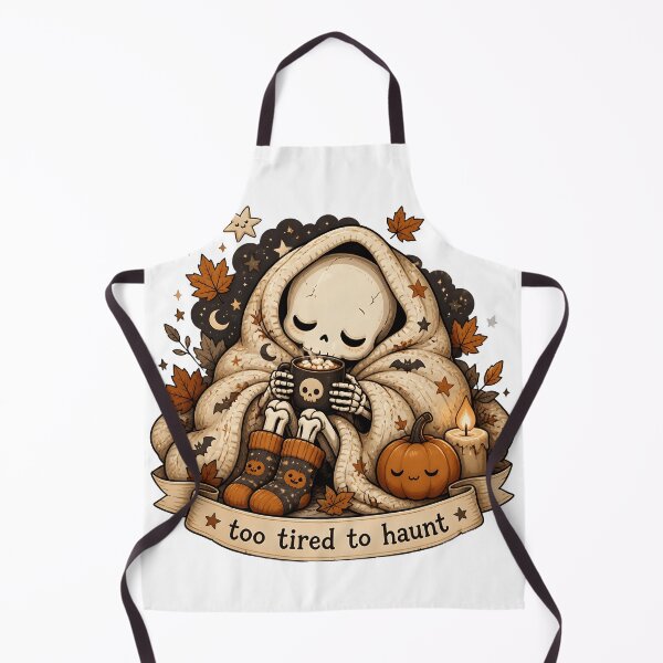 Item preview, Too Tired to Haunt Halloween Skeleton Cozy Fall Mug & Shirt Design designed and sold by ColorClouds.
