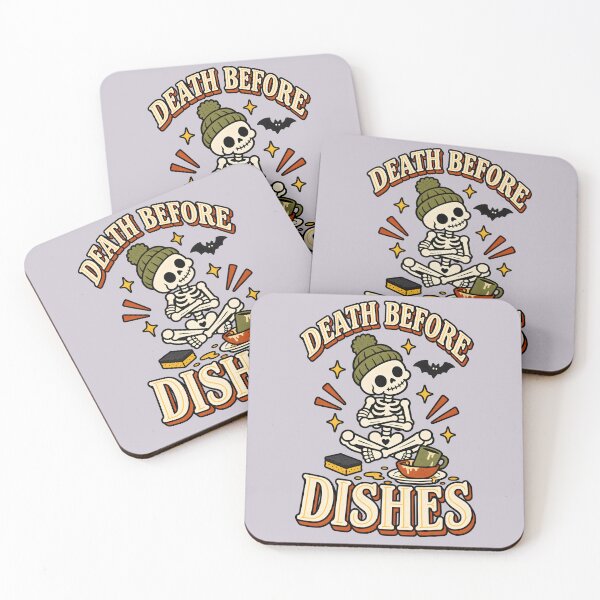 Item preview, Death Before Dishes Skeleton Chore Humor designed and sold by  MAD's Recreation Studio.