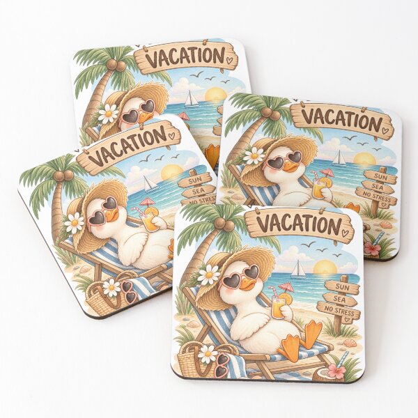 Item preview, Mentally on Vacation – Cute Duck Summer Beach Watercolor designed and sold by DreamyBrushArt.