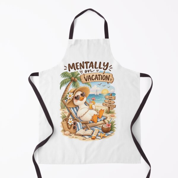 Item preview, Mentally on Vacation – Cute Duck Summer Beach Watercolor designed and sold by DreamyBrushArt.