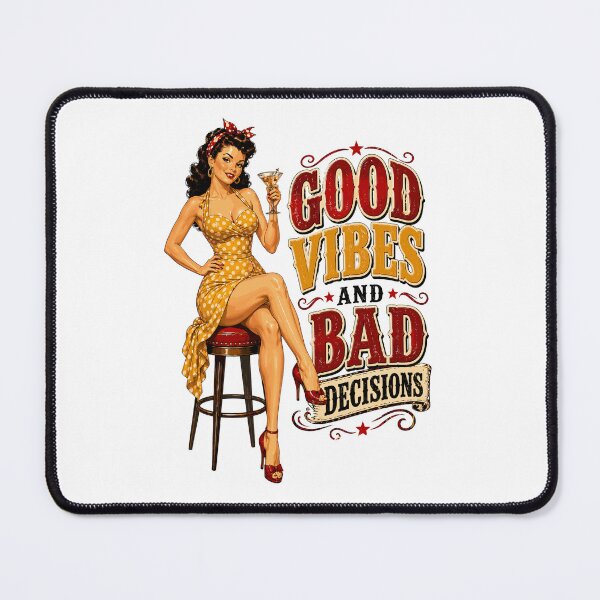 Item preview, Good Vibes And Bad Decisions Pin-Up Funny Rockabilly Sarcastic Pinup designed and sold by ZIGLWORKS.
