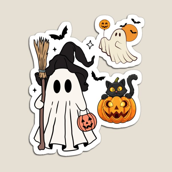 Item preview, Cute Halloween Ghost Witch Black Cat Pumpkin Sticker designed and sold by NooHaART.