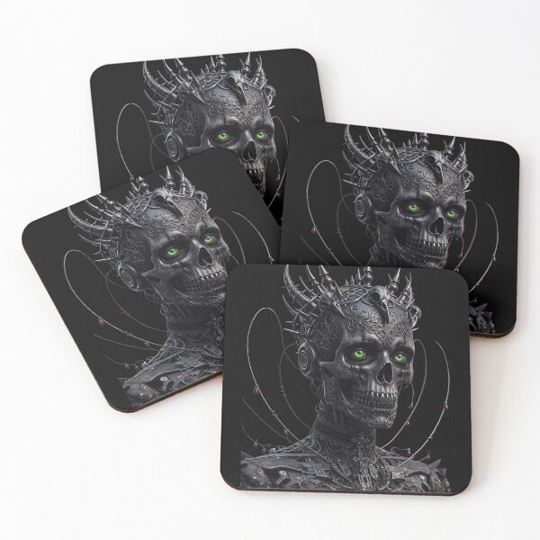 Item preview, Cyber Gothic Spiked Skull Green Eyes Art designed and sold by EnigmaticGoth.
