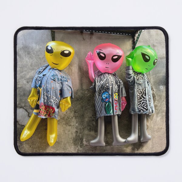 Item preview, Inflatable Space Aliens in Clothes Bangkok Street Photography designed and sold by HistoryDesigns.