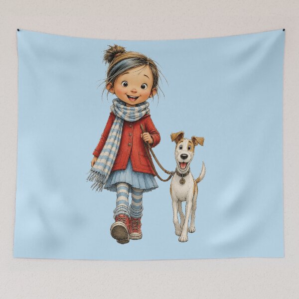 Item preview, A Child and Her Happy Dog designed and sold by GRFORA.