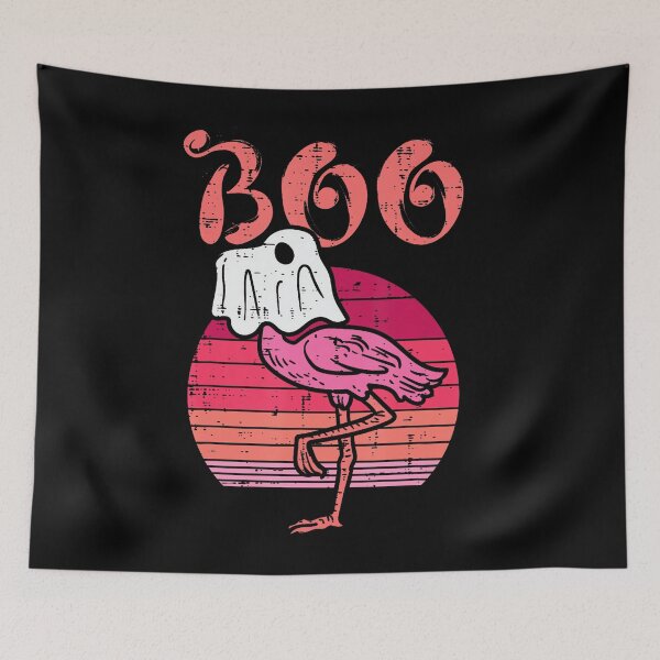 Item preview, Flamingo Ghost Boo Pink Sunset Retro Halloween designed and sold by Teansnack.