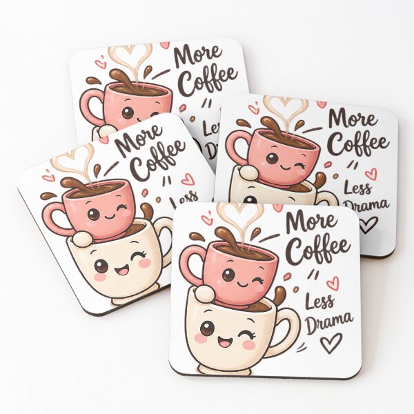 Item preview, More Coffee Less Drama | Funny Cute Kawaii Coffee Lover designed and sold by Sara-Ai.