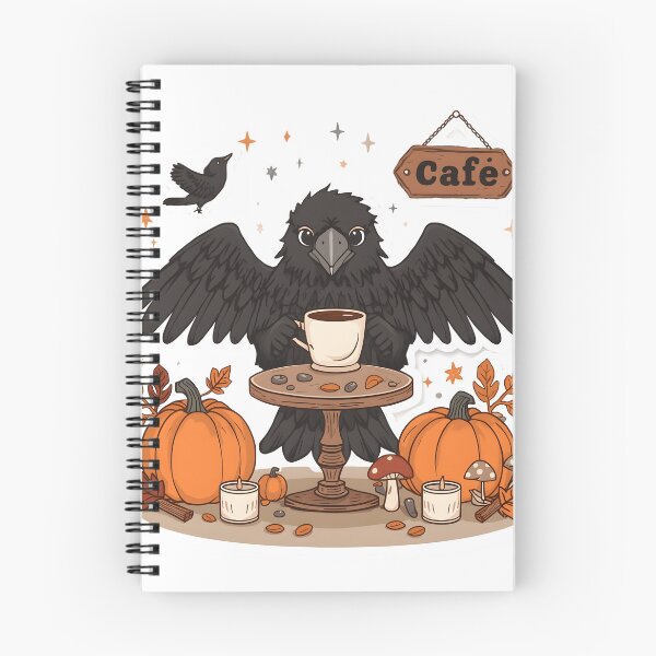 Item preview, Spooky Raven Café Halloween Autumn Coffee Lover Cute Crow T-Shirt designed and sold by ColorClouds.
