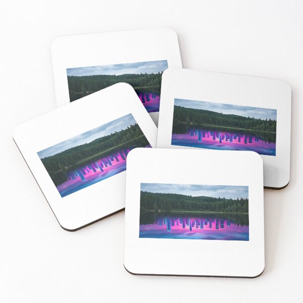 Item preview, ⁠Vaporwave Reflection Surreal Neon City and Lake Photography⁠ designed and sold by Julia9632.