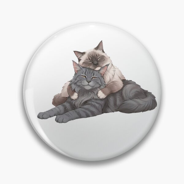 Item preview, Ragdoll & Maine Coon Cats Cuddling – Cozy Love and Relaxation Illustration designed and sold by Quiet Joy Studio.