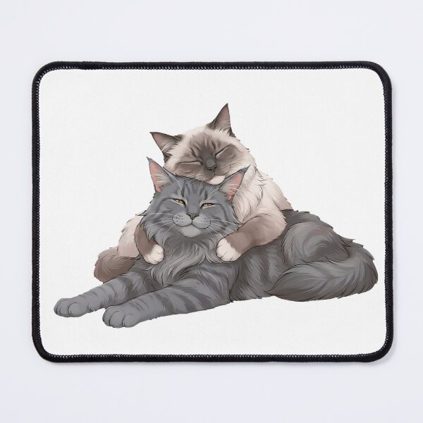 Item preview, Ragdoll & Maine Coon Cats Cuddling – Cozy Love and Relaxation Illustration designed and sold by Quiet Joy Studio.