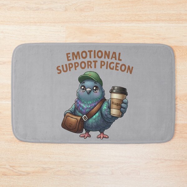Item preview, Emotional Messenger Pigeon Cute Bird with Coffee and Bag designed and sold by Northern Glow Art.