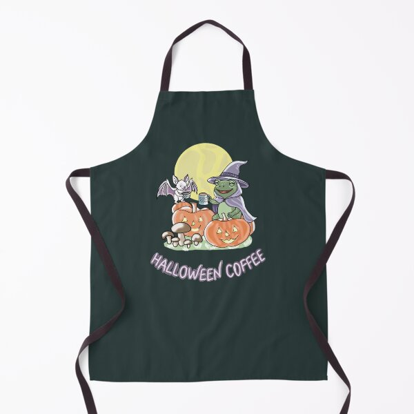 Item preview, Frog Witch and Bat Halloween Coffee Mushroom Cottagecore Kawaii Art designed and sold by LeshanArt.