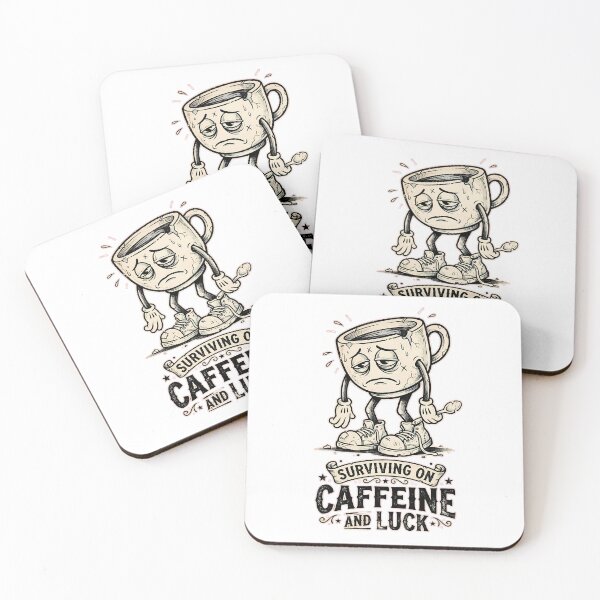 Item preview, Surviving On Caffeine And Luck Rubber Hose Coffee Cup designed and sold by DripCultureLab.
