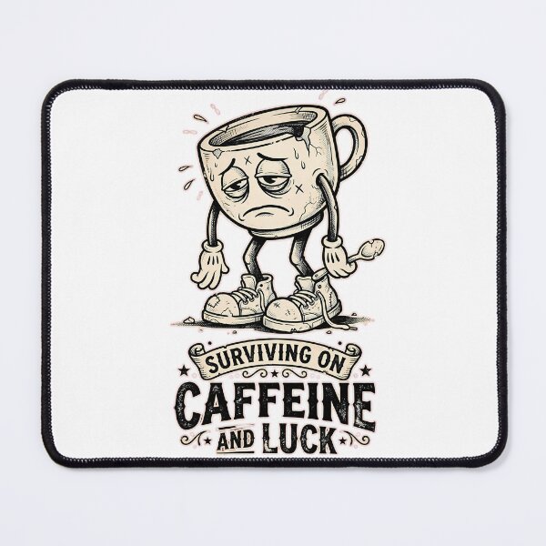 Item preview, Surviving On Caffeine And Luck Rubber Hose Coffee Cup designed and sold by DripCultureLab.