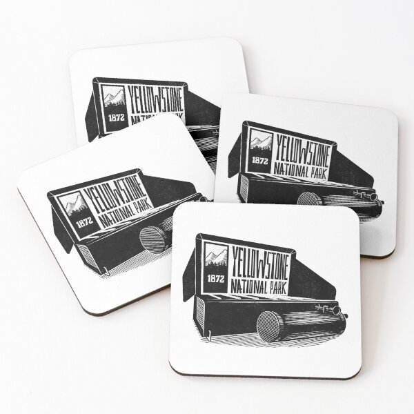 Item preview, Vintage camp stove labeled Yellowstone National Park designed and sold by John Morris Illustration.