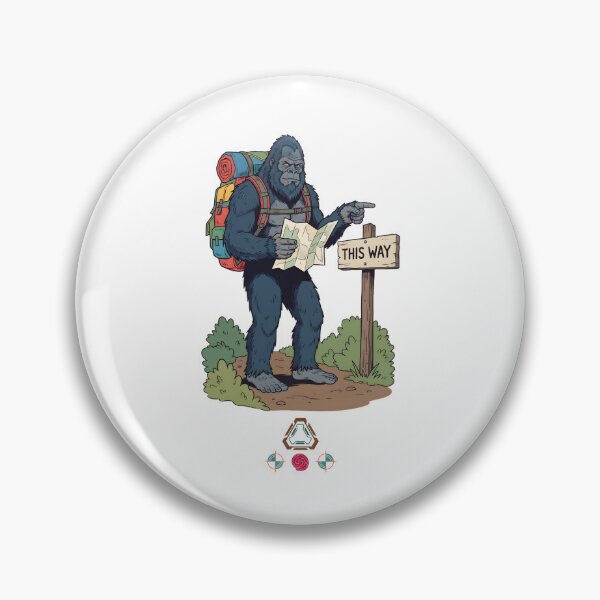 Item preview, Bigfoot Hiker with Map and Backpack - Funny Sasquatch Trail Sign "This Way" designed and sold by Whimsy Trail Co.