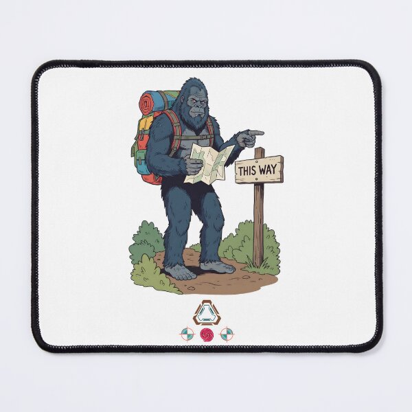 Item preview, Bigfoot Hiker with Map and Backpack - Funny Sasquatch Trail Sign "This Way" designed and sold by Whimsy Trail Co.