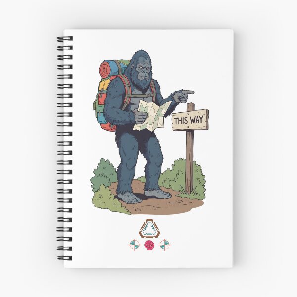 Item preview, Bigfoot Hiker with Map and Backpack - Funny Sasquatch Trail Sign "This Way" designed and sold by Whimsy Trail Co.
