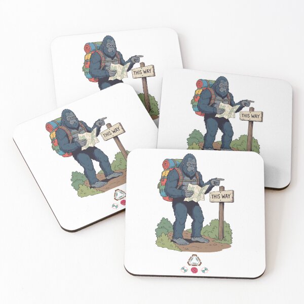 Item preview, Bigfoot Hiker with Map and Backpack - Funny Sasquatch Trail Sign "This Way" designed and sold by Whimsy Trail Co.