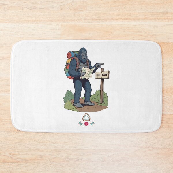 Item preview, Bigfoot Hiker with Map and Backpack - Funny Sasquatch Trail Sign "This Way" designed and sold by Whimsy Trail Co.