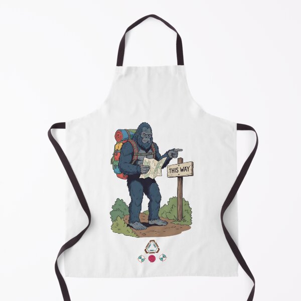 Item preview, Bigfoot Hiker with Map and Backpack - Funny Sasquatch Trail Sign "This Way" designed and sold by Whimsy Trail Co.