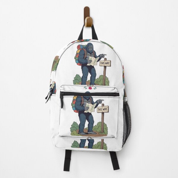 Item preview, Bigfoot Hiker with Map and Backpack - Funny Sasquatch Trail Sign "This Way" designed and sold by Whimsy Trail Co.