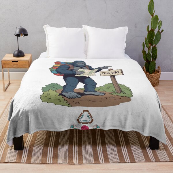 Item preview, Bigfoot Hiker with Map and Backpack - Funny Sasquatch Trail Sign "This Way" designed and sold by Whimsy Trail Co.