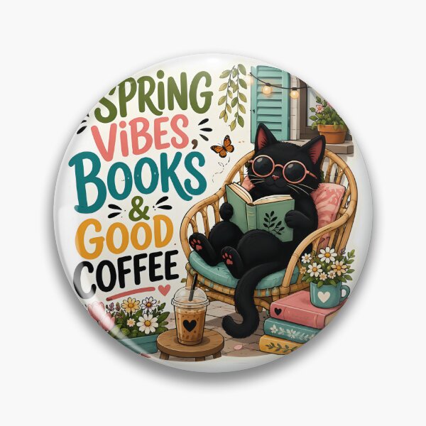 Item preview, Spring Vibes Books And Good Coffee Black Cat Book Lover Design designed and sold by CreativeLook25.