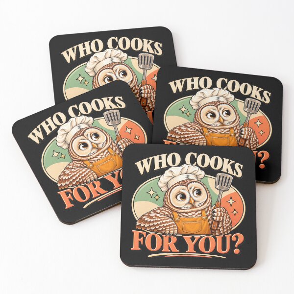 Item preview, Who Cooks for You Owl Bird Pun Chef Cute Cooking Graphic designed and sold by InkStormPro.