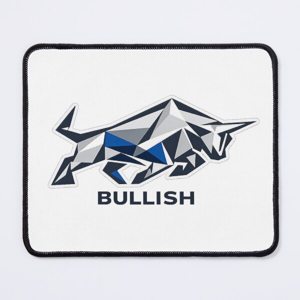 Item preview, Geometric design in metallic blue colours a bull in bullish form designed and sold by wallartofmio.