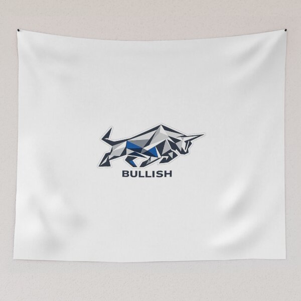 Item preview, Geometric design in metallic blue colours a bull in bullish form  designed and sold by wallartofmio.